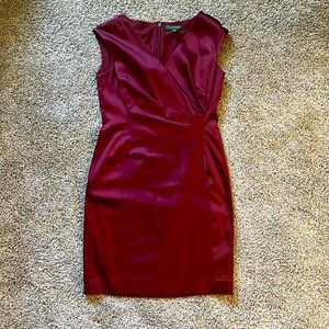 Ralph Lauren Size 8P Satin Burgundy Dress
